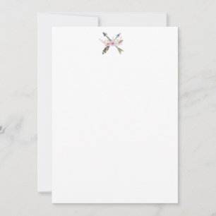 Rustic Arrow Feather Flower Stationary Thank You Card