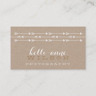 RUSTIC ARROW PATTERN cute boho white kraft Business Card