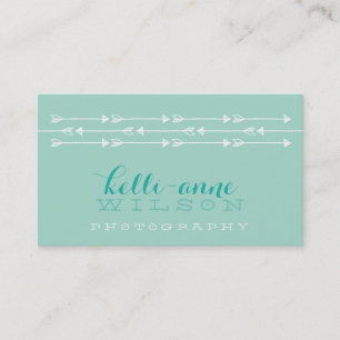 RUSTIC ARROW PATTERN cute boho white mint fresh Business Card
