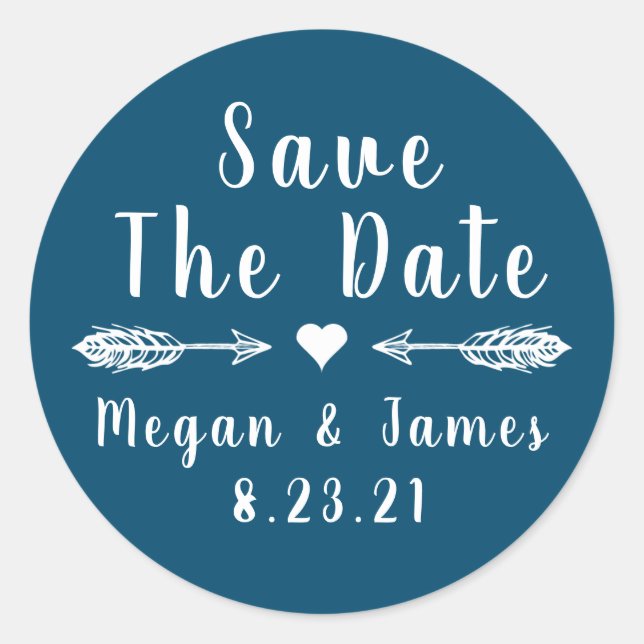 Rustic Arrow Save the Date Stickers (Front)