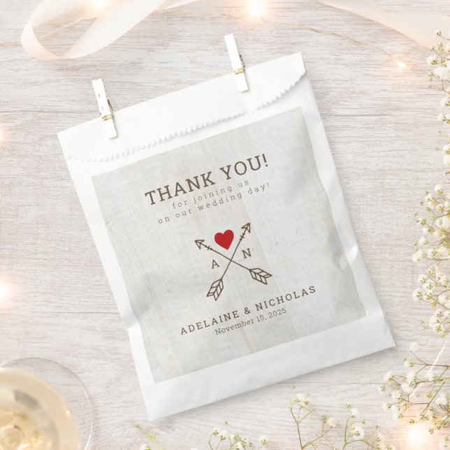 Rustic Arrows Red Heart Wedding  Favour Bags (Clipped)