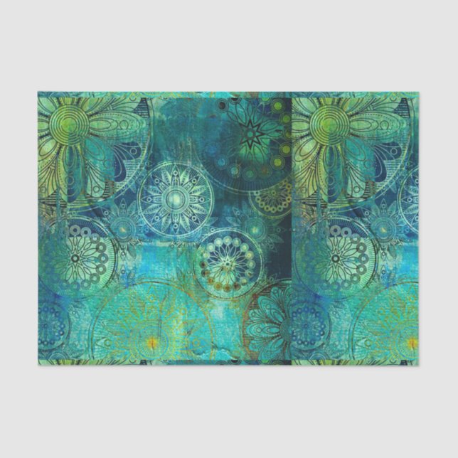 rustic,art nouveau,shabby,chic,green,gold,elegant, tissue paper (Front)