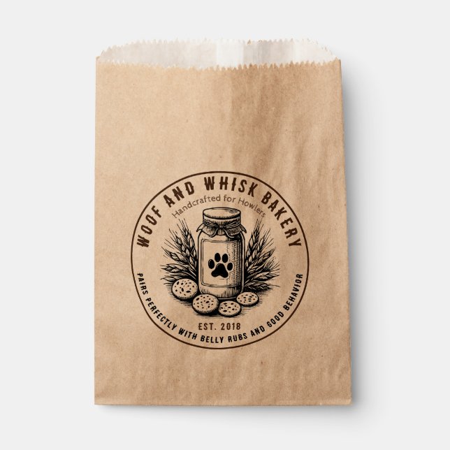 Rustic Artisan Bakery doggy cookie Favour Bags (Front)