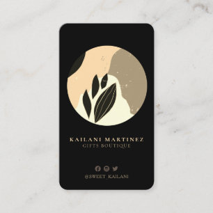 Rustic Artisan Black Gold Botanical Abstract Business Card