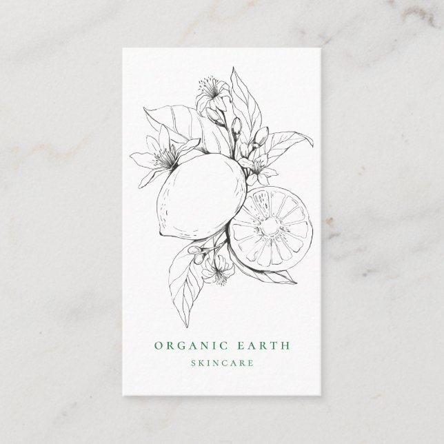 Rustic Artisan Botanical Lemon Logo Business Card (Front)