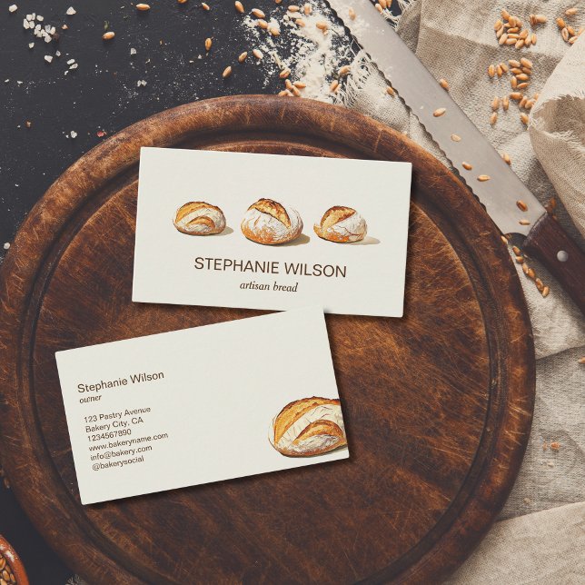 Rustic Artisan Bread Bakery Pastry Chef Business Card (Creator Uploaded)