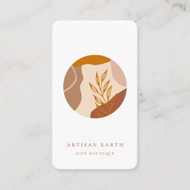Rustic Artisan Earthy Abstract Logo Business Card (Front)