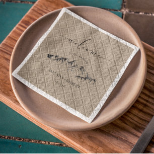 Rustic Artsy Mountain Wedding Personalised Napkin