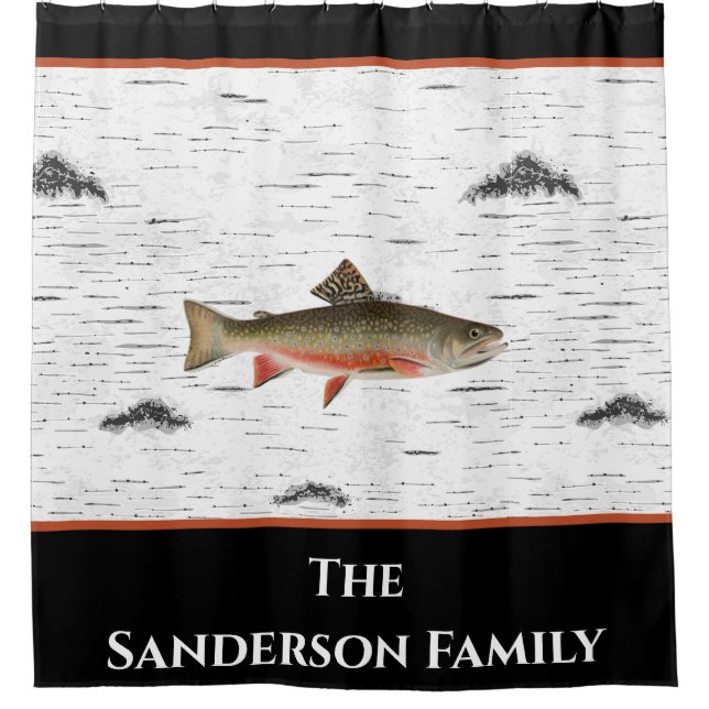  Rustic Aspen Bark Trout fisherman lake house Shower Curtain (Front)
