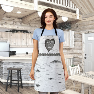 Rustic Aspen Bark Wood Carved Heart #1 Mum Name    Apron