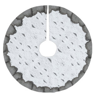 Rustic Aspen Bark Wood Carved Hearts couples names Brushed Polyester Tree Skirt