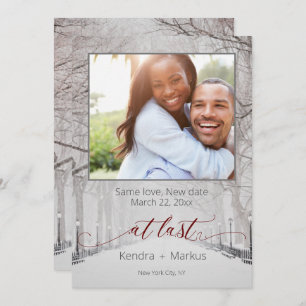Rustic At Last Photo New Date Save the Date Invitation