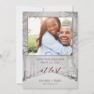 Rustic At Last Photo New Date Save the Date Invitation