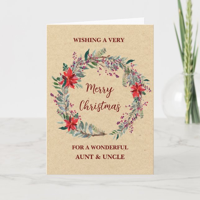 Rustic Aunt and Uncle Merry Christmas Card (Front)