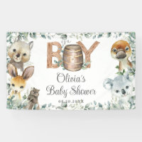 Rustic Australian Animals Boy Baby Shower Backdrop
