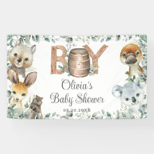 Rustic Australian Animals Boy Baby Shower Backdrop Banner