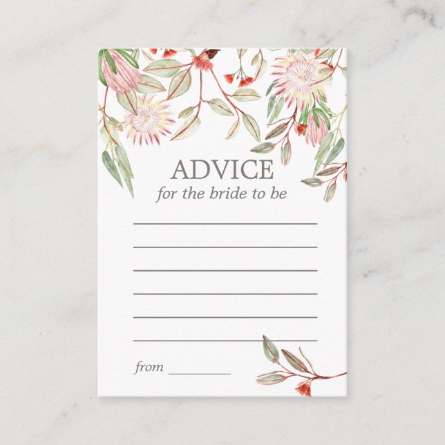 Rustic Australian Flowers Bride to be Advice Card (Front)
