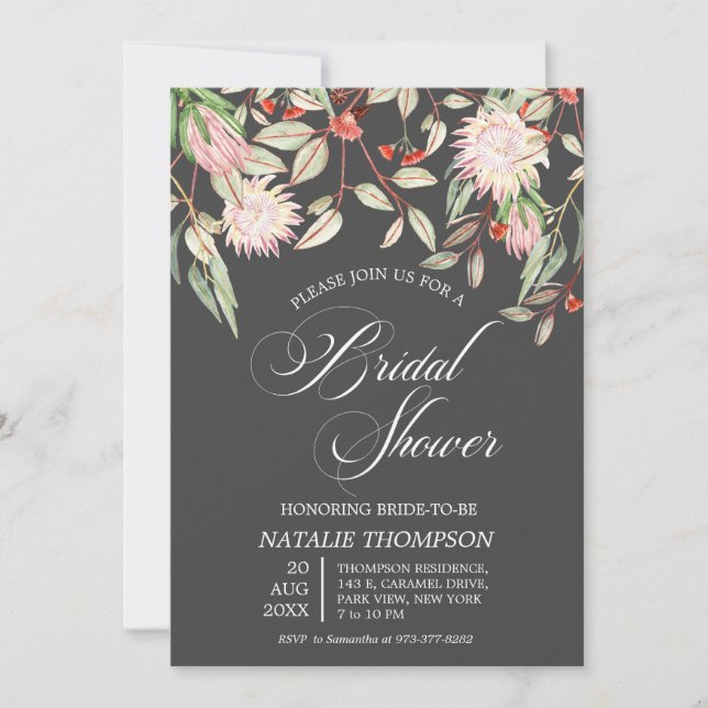 Rustic Australian Flowers Script Bridal Shower Invitation (Front)
