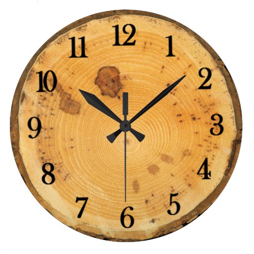 Image of Rustic Authentic looking Round Wood Slice Large Clock