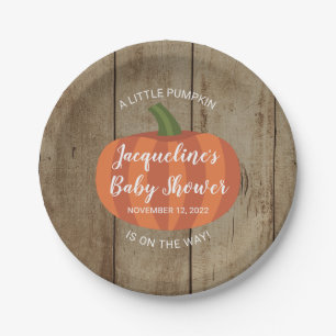 Rustic Autumn A Little Pumpkin Fall Baby Shower Paper Plate