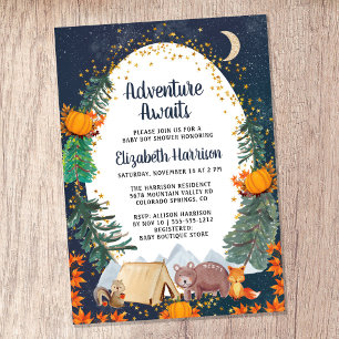 Rustic Autumn Adventure Night Sky Baby Shower Invitation