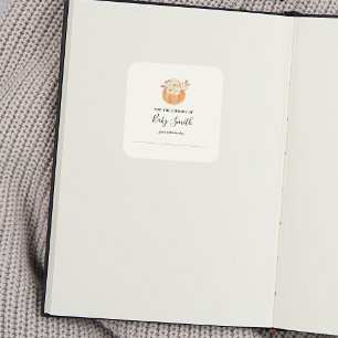Rustic Autumn Baby Shower Bookplate Sticker
