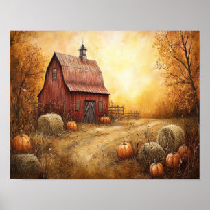 Rustic Autumn Barn Poster