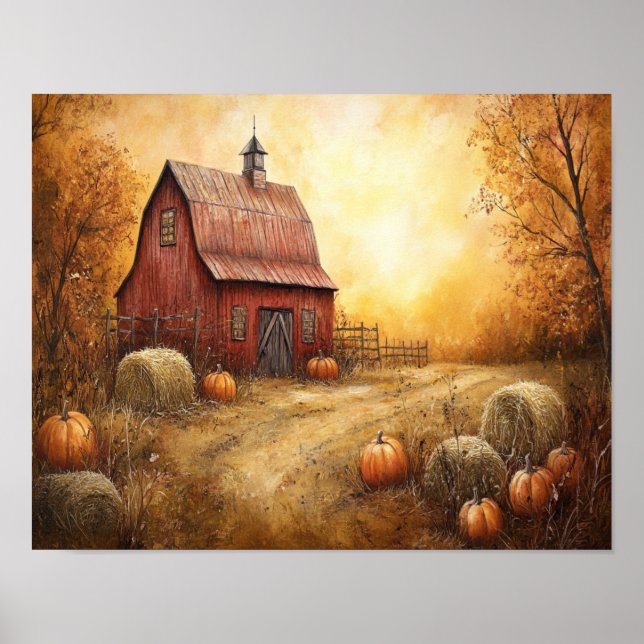 Rustic Autumn Barn Poster (Front)
