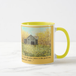 Rustic Autumn Barn "The Old Paths" Gold Mug
