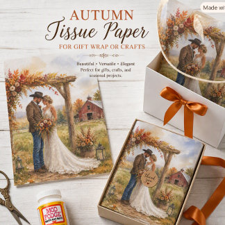 Rustic Autumn Barn Wedding Bride & Groom Tissue Paper