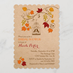Rustic Autumn Birdcage Bridal Shower Invitation