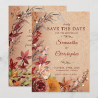 Rustic Autumn Bloom Burgundy Amber Floral 