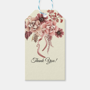 *Rustic Autumn Blooms Watercolor Cream Background Gift Tags