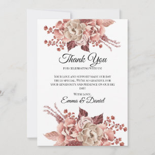 Rustic Autumn Blooms Watercolor Thank You Card