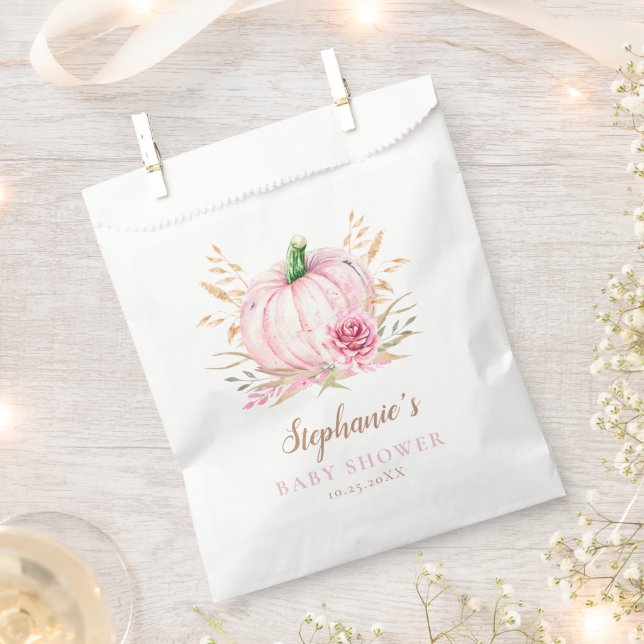 Rustic autumn boho Pumpkin baby Girl shower  Favour Bags (Clipped)