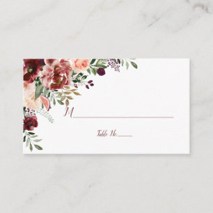 Rustic Autumn Boho Watercolor Flowers Place Card