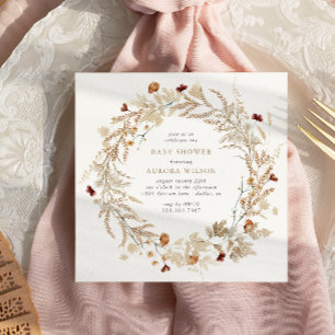 Rustic Autumn Botanical Baby Shower Invitation
