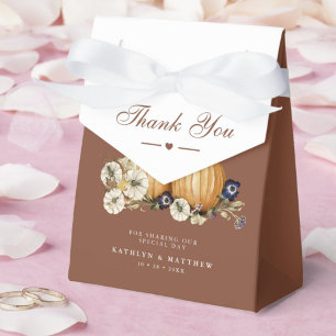 Rustic Autumn Botanical Pumpkin Wedding Thank You Favour Box