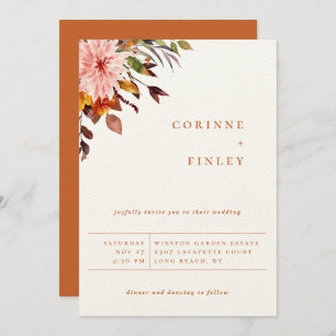Rustic Autumn Bouquet Wedding Invitation