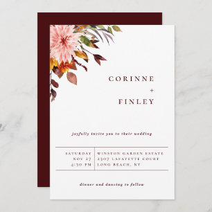 Rustic Autumn Bouquet Wedding Invitation
