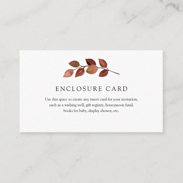 Rustic Autumn Branch Enclosure Card (Front)