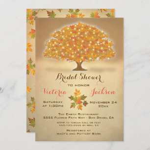 Rustic Autumn Bridal Shower with twinkle lights Invitation