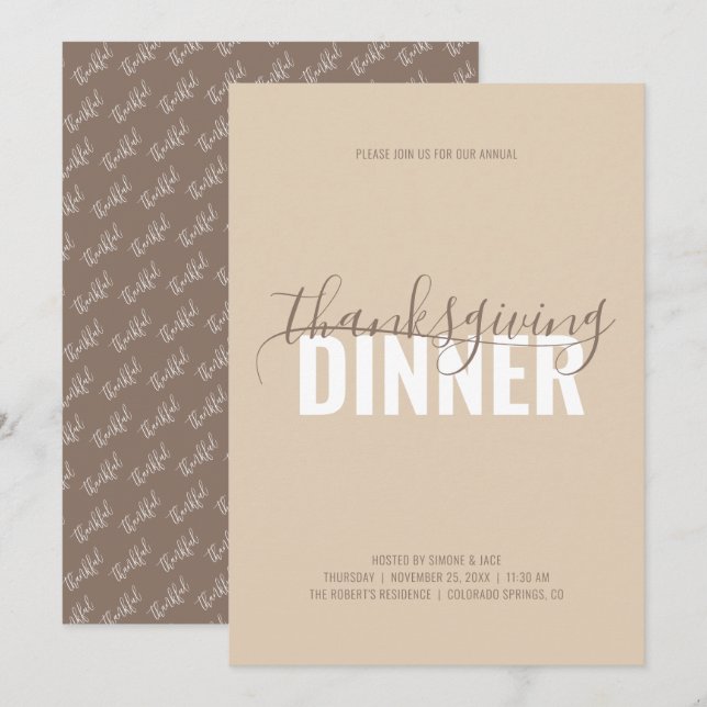 Rustic Autumn Brown Dinner Party Invitation (Front/Back)