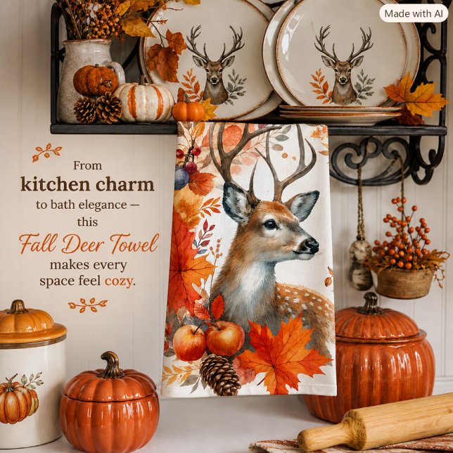 Rustic Autumn Buck Fall Foliage  Hand Towel (Creator Uploaded)