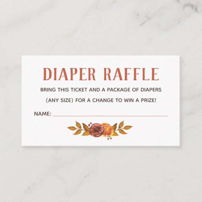 Rustic Autumn Diaper Raffle Tickets Enclosure Card (Front)