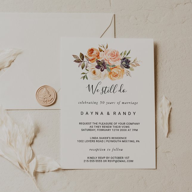 Rustic Autumn Elegant Floral Vow Renewal Invitation (Creator Uploaded)