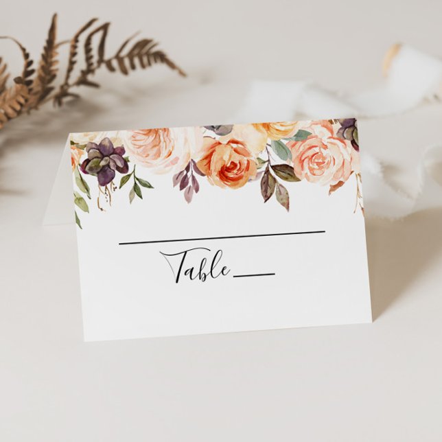Rustic Autumn Elegant Floral Wedding Place Card (Creator Uploaded)