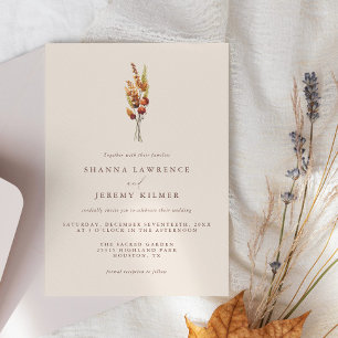 Rustic Autumn Elegant Minimal Wedding   Invitation