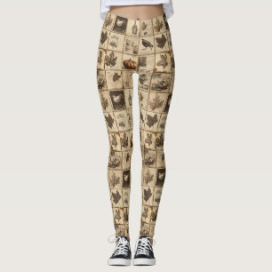 Rustic Autumn Ephemera Collage   Warm Earthy (2) Leggings