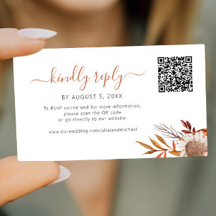 Rustic autumn fall boho wedding online rsvp enclosure card